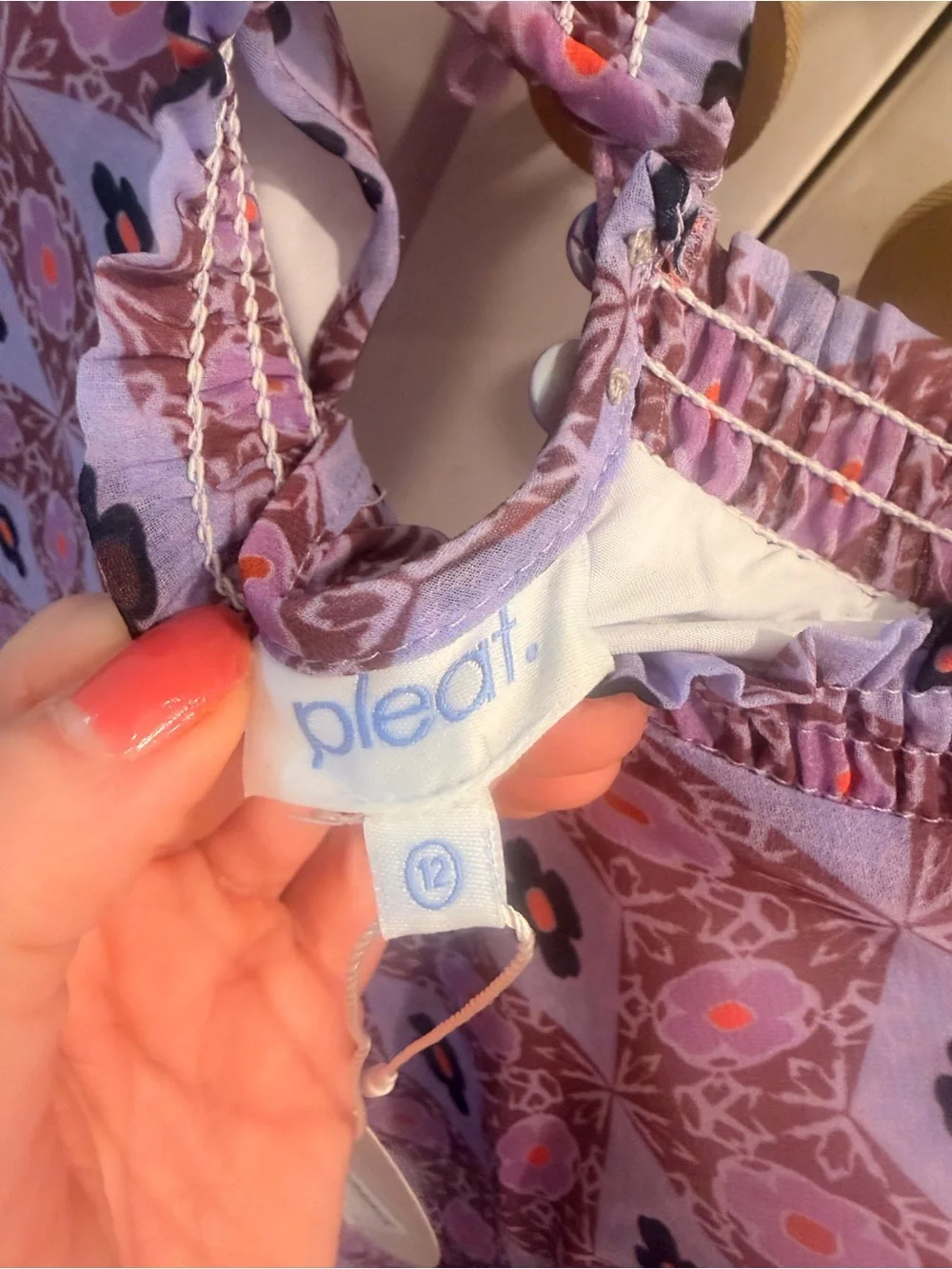 Pleat Lavender Floral Smocked-Neck Blouse for girls! Size 12! NWT!
